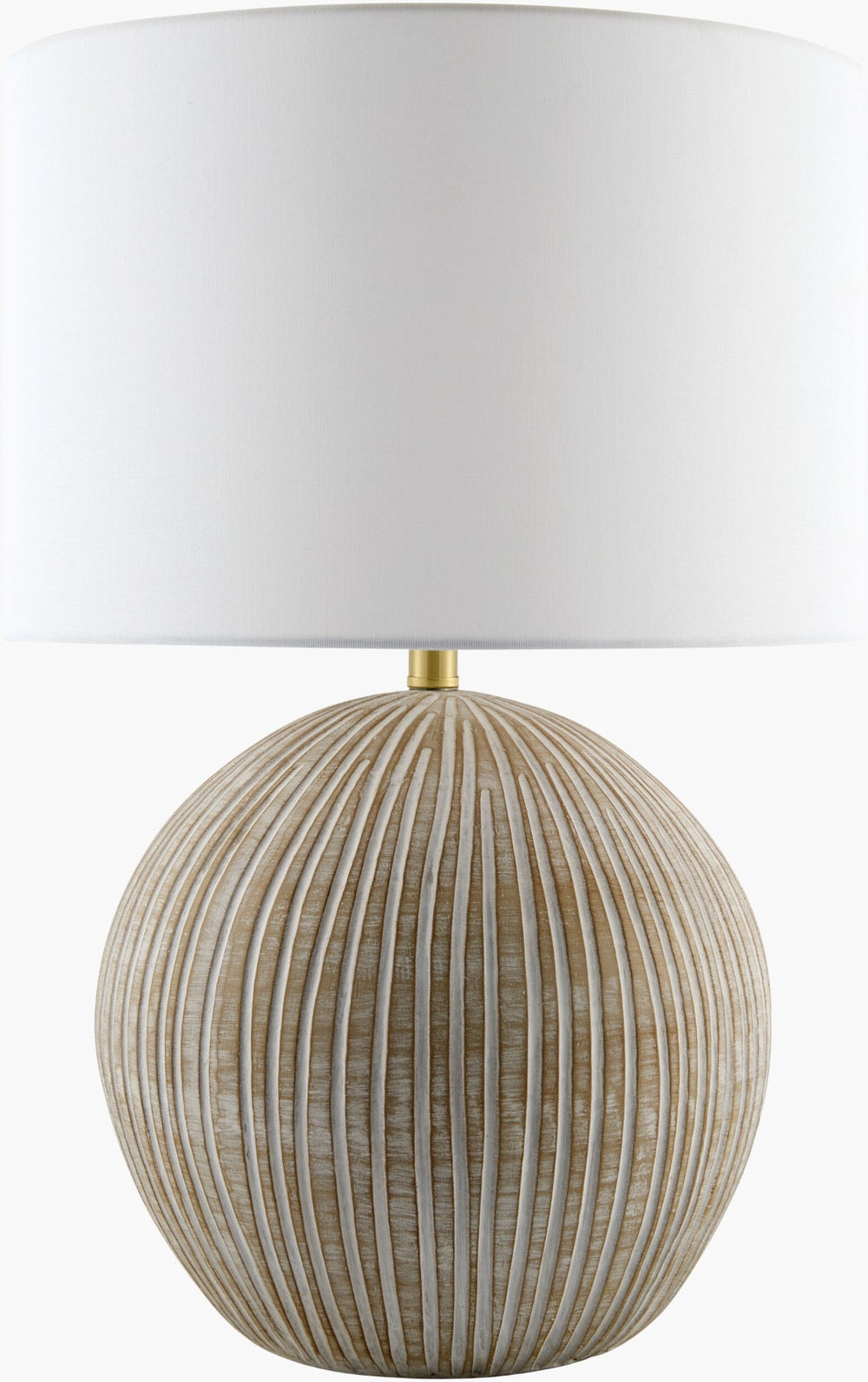 Surya Nakoa Linen Shade Table Lamp with Mixed Metal Base for Modern Living Spaces NKOA-001