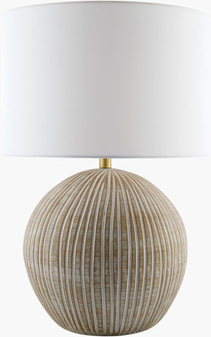 Surya Nakoa Linen Shade Table Lamp with Mixed Metal Base for Modern Living Spaces NKOA-001