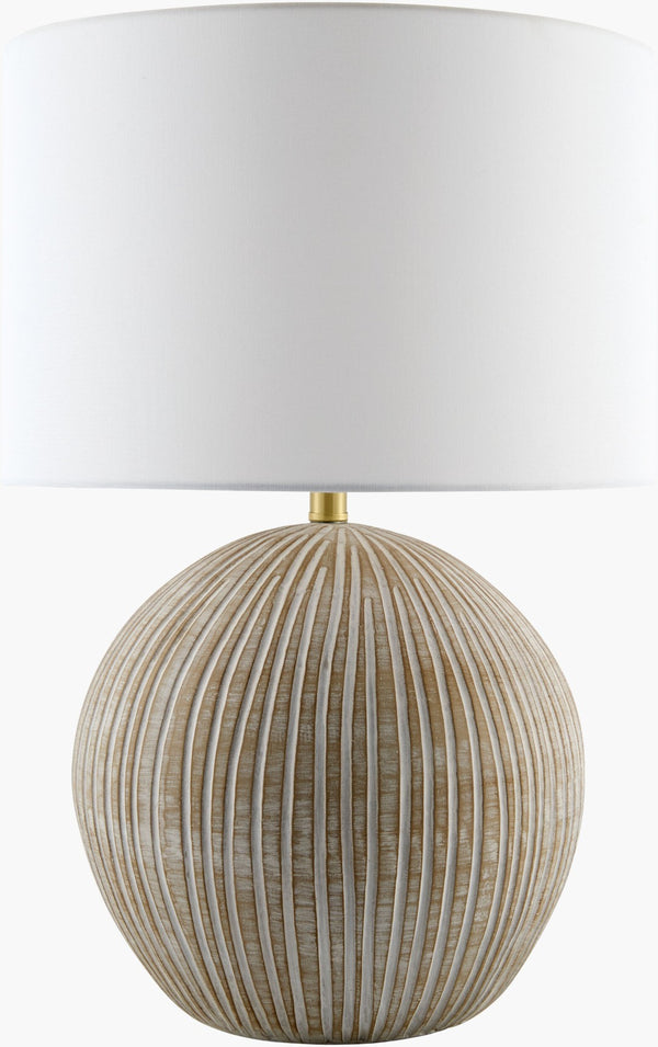 Surya Nakoa Linen Shade Table Lamp with Mixed Metal Base for Modern Living Spaces NKOA-001