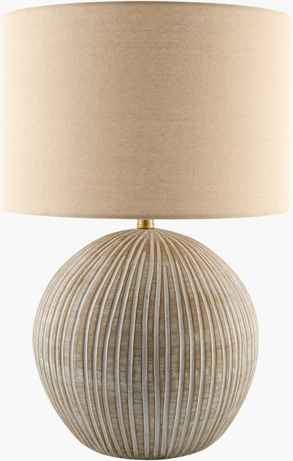 Surya Nakoa Linen Drum Shade Table Lamp with Metal Base for Bedroom or Living Room NKOA-002