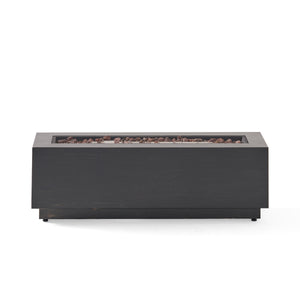 English Elm 40" Outdoor Propane Fire Pit 50000 Btu Powder Coated Iron Rectangular Patio Warmer 62836.00BRN-50K