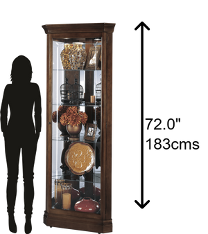 Hekman Furniture 680346 Jennings Curio Cabinet - Elegant Cherry Bordeaux Corner Design With 5 Glass Display Shelves Cherry Bordeaux Jennings Corner Curio Cabinet 680346