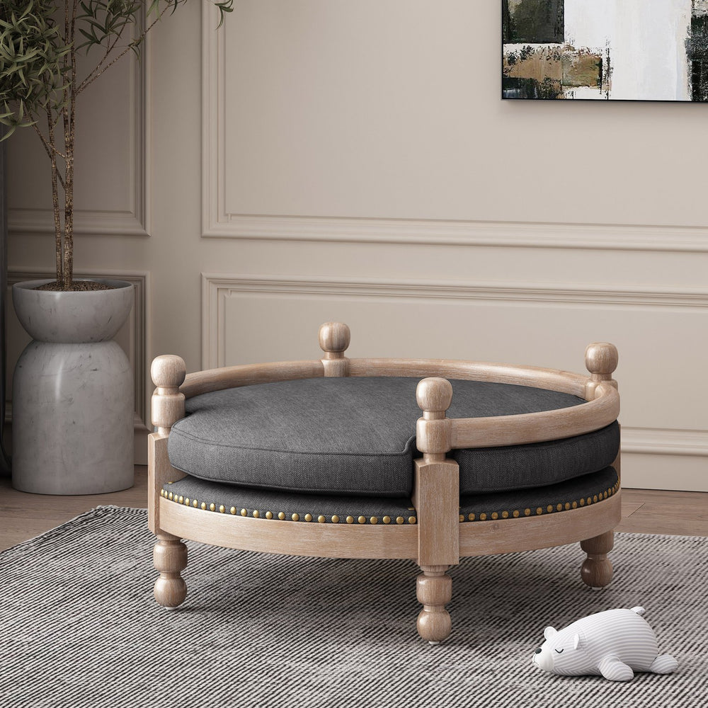 English Elm Pet Bed Nailhead Trim Plush Polyester Upholstered Contemporary Furniture Grade 72914.00CHAR
