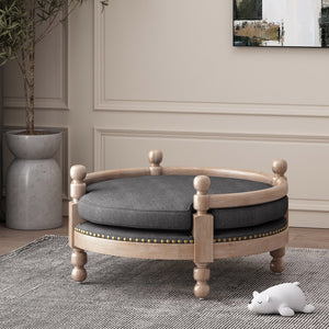 English Elm Pet Bed Nailhead Trim Plush Polyester Upholstered Contemporary Furniture Grade 72914.00CHAR