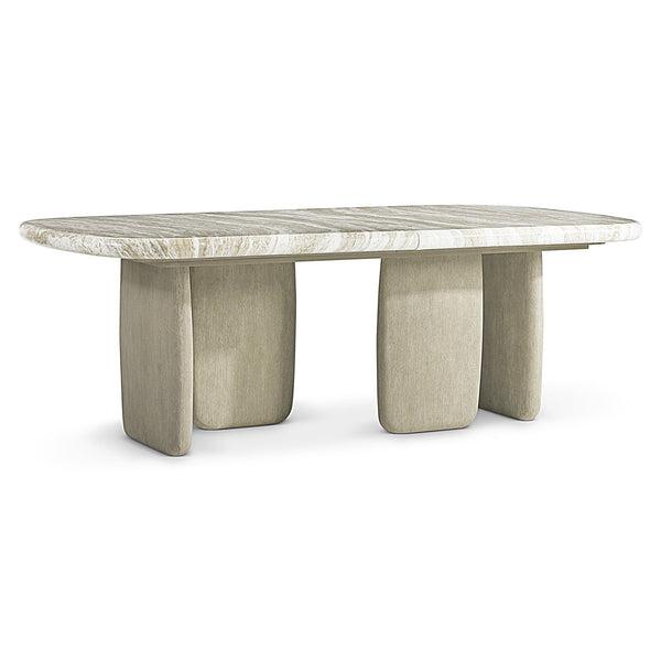 Bernhardt Bernhardt Rustic-Modern Arcadia Dining Table With Faux-Stone Top, Sculptural Woodgrain Legs & Leaf K2001