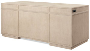 Hooker Furniture Marlowe Executive Writing Desk with Leather Surface Nine Drawers and Oak Veneer Finish 30.00L x 70.00W x 30.00H 6420-10462-80