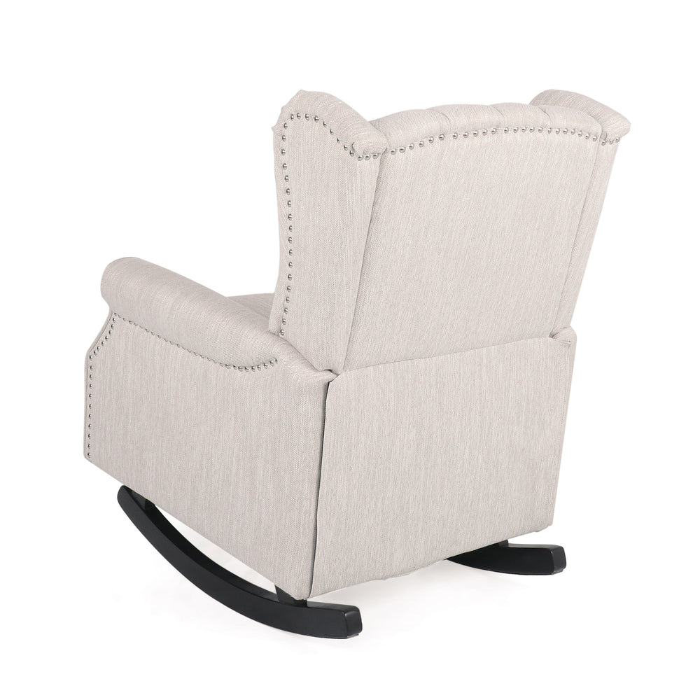 English Elm Christopher Knight Home® - ROCKING Chair Beige Fabric Wingback with Birch Rockers, Button-Tufted Diamond Stitch Comfort & Style 72153.00