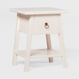 Japandi Bedside Table with Pull-Ring Ivory White ATB20NSIVP Walker Edison