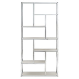 Homelegance By Top-Line Elliana Chrome Finish 36" Wide Asymmetrical Bookcase Silver Metal