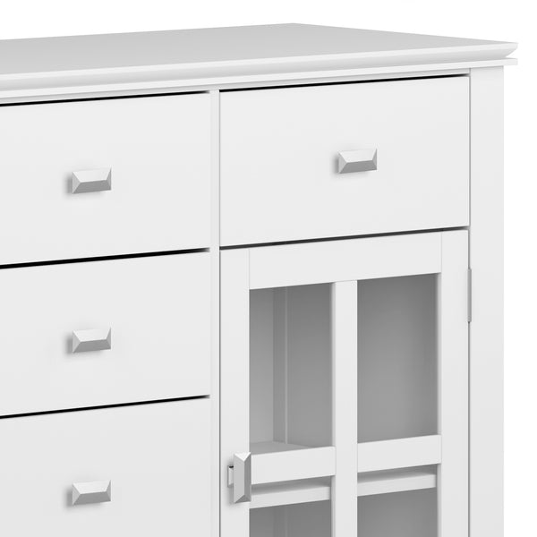 English Elm Artisan Solid Wood Sideboard Buffet In White - Handcrafted Storage Solution For Elegant Spaces B136P158390