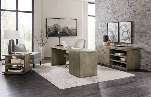Hooker Furniture Linville Weathered Mink Credenza With Lateral File, Locking Drawer, Adjustable Shelves, Freestanding Design 24.00 L x 72.00W x 30.00H 6150-10909-85