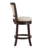 Homelegance By Top-Line Astin Upholstered Back Swivel Stool Beige Rubberwood