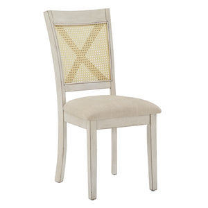 Homelegance By Top-Line Delroy Cane Accent X-Back Dining Chairs (Set of 2) White Rubberwood