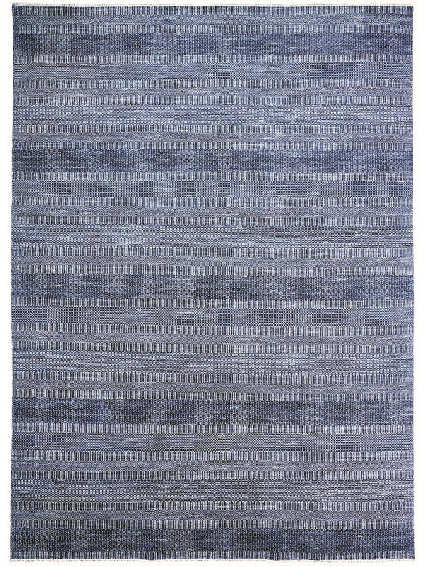 Feizy Rugs Janson Hand Knotted Wool & Viscose Rug | Textured Stripes For Elegant Home & Office Décor Blue,Gray Wool,Viscose I92i6062nvyslvg50