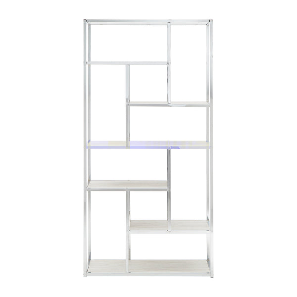 Homelegance By Top-Line Elliana Chrome Finish 36" Wide Asymmetrical Bookcase Silver Metal