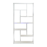 Homelegance By Top-Line Elliana Chrome Finish 36" Wide Asymmetrical Bookcase Silver Metal