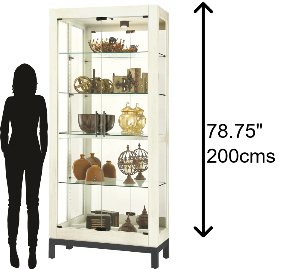 Hekman Furniture 680681 Quinn Iv Curio Cabinet - Antique Aged Linen Finish, Lighted Display With Adjustable Shelves Aged Linen Quinn Iv Quinn Curio Cabinet 680681