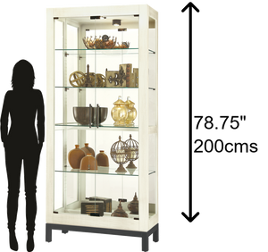Hekman Furniture 680681 Quinn Iv Curio Cabinet - Antique Aged Linen Finish, Lighted Display With Adjustable Shelves Aged Linen Quinn Iv Quinn Curio Cabinet 680681