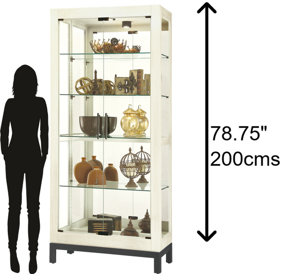 Hekman Furniture 680681 Quinn Iv Curio Cabinet - Antique Aged Linen Finish, Lighted Display With Adjustable Shelves Aged Linen Quinn Iv Quinn Curio Cabinet 680681