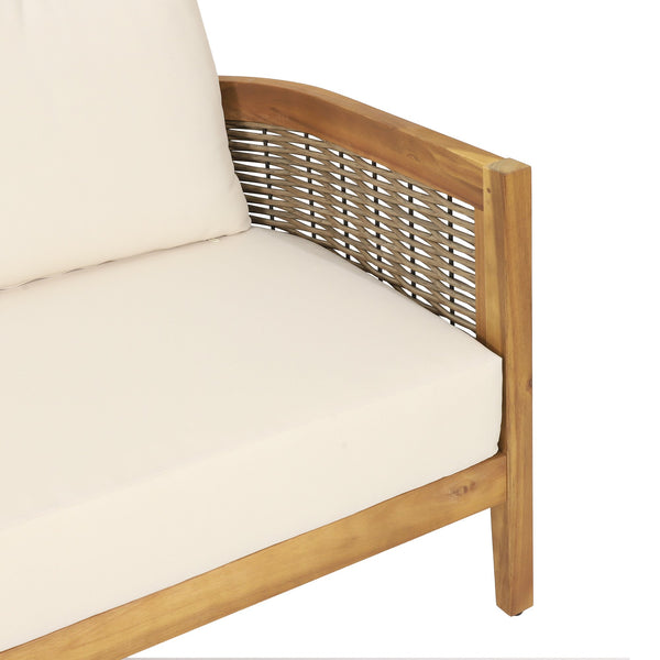 English Elm Crowne Outdoor 2 Seater Sofa Acacia Wood Handwoven Rattan Patio Seating 74130.00