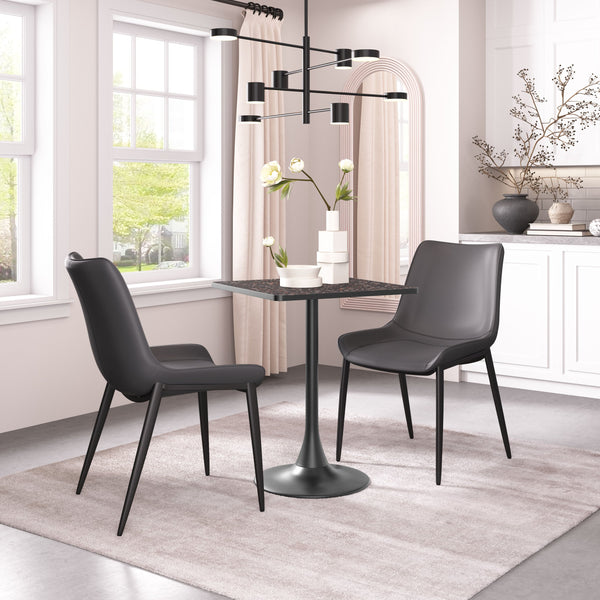 Zuo Modern Magnus Dining Chair Set Of 2 - Stylish Black Faux Leather With Durable Stainless Steel Legs Black 100% Polyurethane,Plywood,Steel 110776-zuo-modern