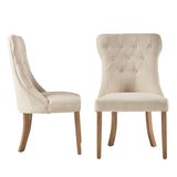 Homelegance By Top-Line Marsean Button Tufted Dining Chairs (Set of 2) Natural Rubberwood