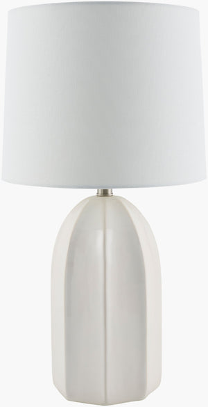Livabliss Nolan Ceramic Table Lamp with Linen Shade and Iron Finial for Bedroom Ambiance NLN-001