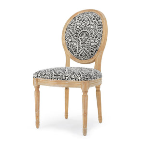 English Elm Kd French Country Rubberwood Dining Chairs Fluted Legs Padded Seat Set of 2 Black White 60352.00BWHI