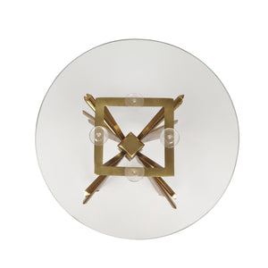 English Elm Sparkle Sunburst Iron Side Table with Tempered Glass Top Antique Glam Living Room 66964.00