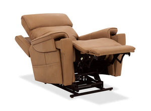 Hooker Furniture Lyra Semi-Aniline Top Grain Leather Power Lift Recliner With Wireless Charging, Cupholder, Lumbar Brown RC622-PHLL4-082