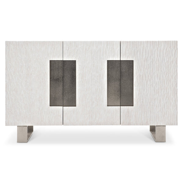 Bernhardt Bernhardt Solaria Buffet With Weathered Bone Finish, Chiseled Resin Doors, Soft-Close Storage Console 310134