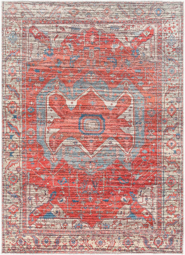 Livabliss Nolita Flatweave Chenille Polyester Area Rug Traditional Pattern for Living Dining Rooms Burgandy, Rose 7'7" x 9'6" NLT2303-7696