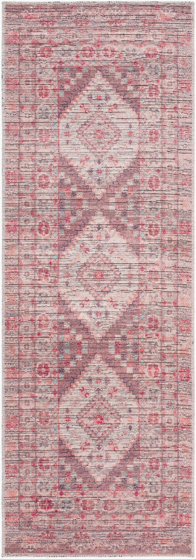 Livabliss Nolita Flatweave Runner Chenille Polyester Traditional Pattern for High Traffic Hallways Light Gray, Dar 2'6" x 7'3" NLT2304-2573