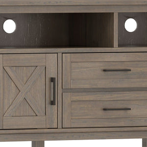 English Elm Ela 72" TV Media Stand Smoky Brown – Solid Wood, Extra-Wide for Up to 80" TVs, X-Shaker Doors, Cord Management B136P158606