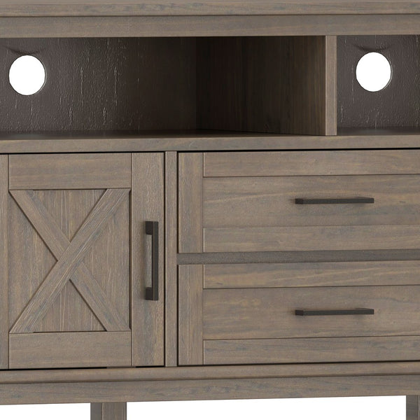 English Elm Ela 72" TV Media Stand Smoky Brown – Solid Wood, Extra-Wide for Up to 80" TVs, X-Shaker Doors, Cord Management B136P158606