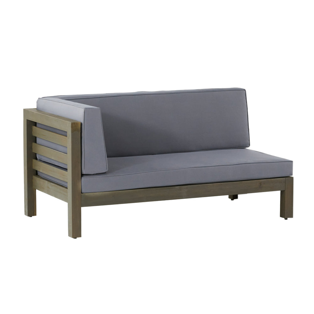 English Elm Oana Solid Acacia Corner Bench Outdoor Sectional Seating with Water Resistant Cushion 59102.00DGY