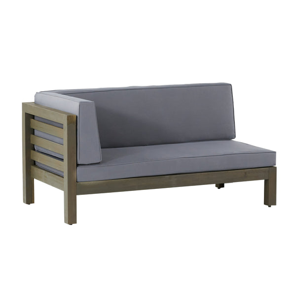 English Elm Oana Solid Acacia Corner Bench Outdoor Sectional Seating with Water Resistant Cushion 59102.00DGY-64496.00GRY