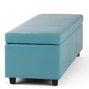 English Elm Avalon Storage Ottoman Bench - Soft Blue Vegan Leather With Hidden Storage & Versatile Seating Solutions B136P158635