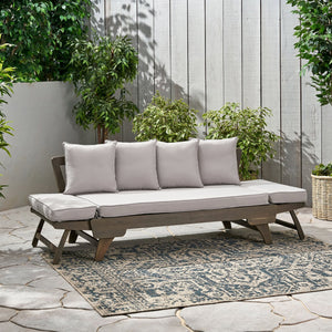 English Elm Ottavio Outdoor Acacia Wood Daybed with Weather Resistant Cushions for Patio Lounging 63454.00