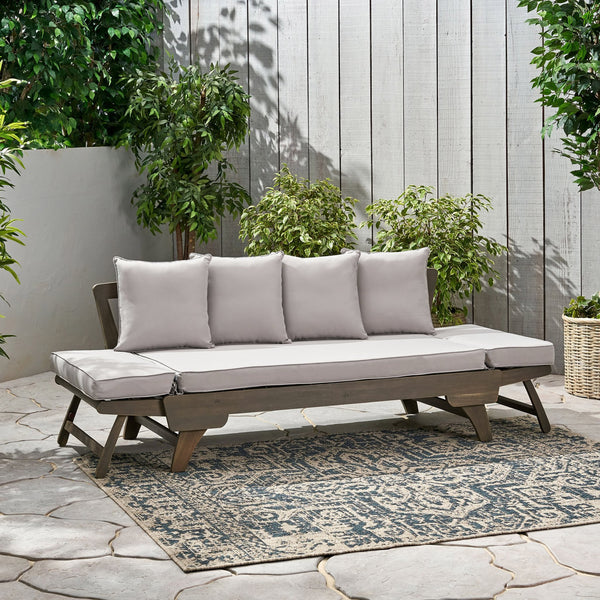 English Elm Ottavio Outdoor Acacia Wood Daybed with Weather Resistant Cushions for Patio Lounging 63454.00