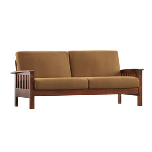 Homelegance By Top-Line Parcell Mission-Style Wood Sofa Tan Rubberwood