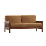 Homelegance By Top-Line Parcell Mission-Style Wood Sofa Tan Rubberwood
