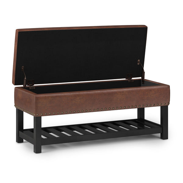 English Elm Lomond - Versatile Storage Ottoman Bench In Distressed Saddle Brown With Stylish Design & Comfort B136P159124