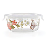 Butterfly Meadow Elegant Glass Food Storage Container, 13.5 oz Microwave Safe