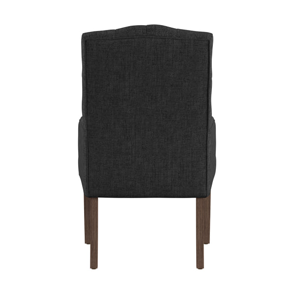 Homelegance By Top-Line Amina Light Distressed Natural Finish Linen Tufted Dining Chair Light Natural Wood