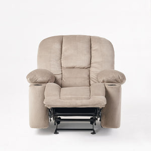 English Elm Christopher Knight Home® - Luxurious Manual Recliner Chair with Skin-Friendly Fabric, Dual Cup Holders, Ergonomic Padded Comfort Coffee 57578.00LAT
