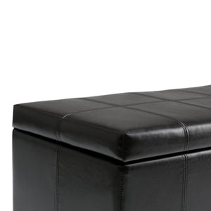 English Elm Dover Storage Ottoman Bench - Stylish Midnight Black Faux Leather With Hidden Storage & Comfort B136P159033