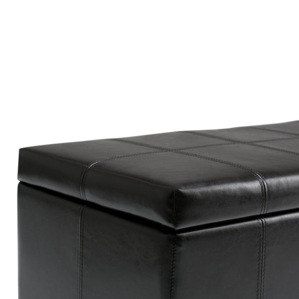 English Elm Dover Storage Ottoman Bench - Stylish Midnight Black Faux Leather With Hidden Storage & Comfort B136P159033