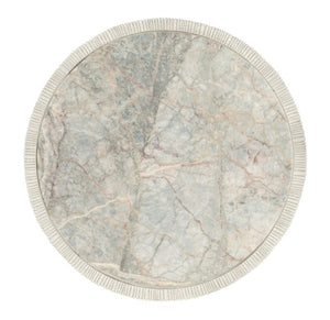 Hooker Furniture Serenity Swale Round Side Table With Honed Marble Veneer Top & Coral Textured Light-Gray Base, Compact Elegance 6350-80316-04