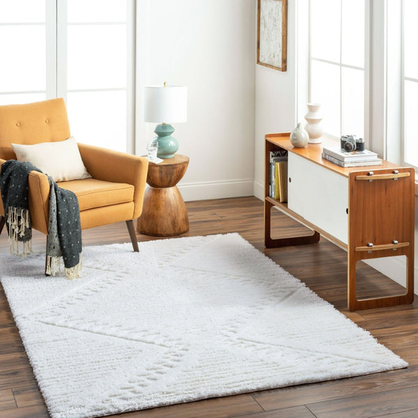 Livabliss Nomadic Machine Woven Polyester Area Rug Plush Global Pattern for Living Spaces Ivory 5'3" x 7' NMC2304-537